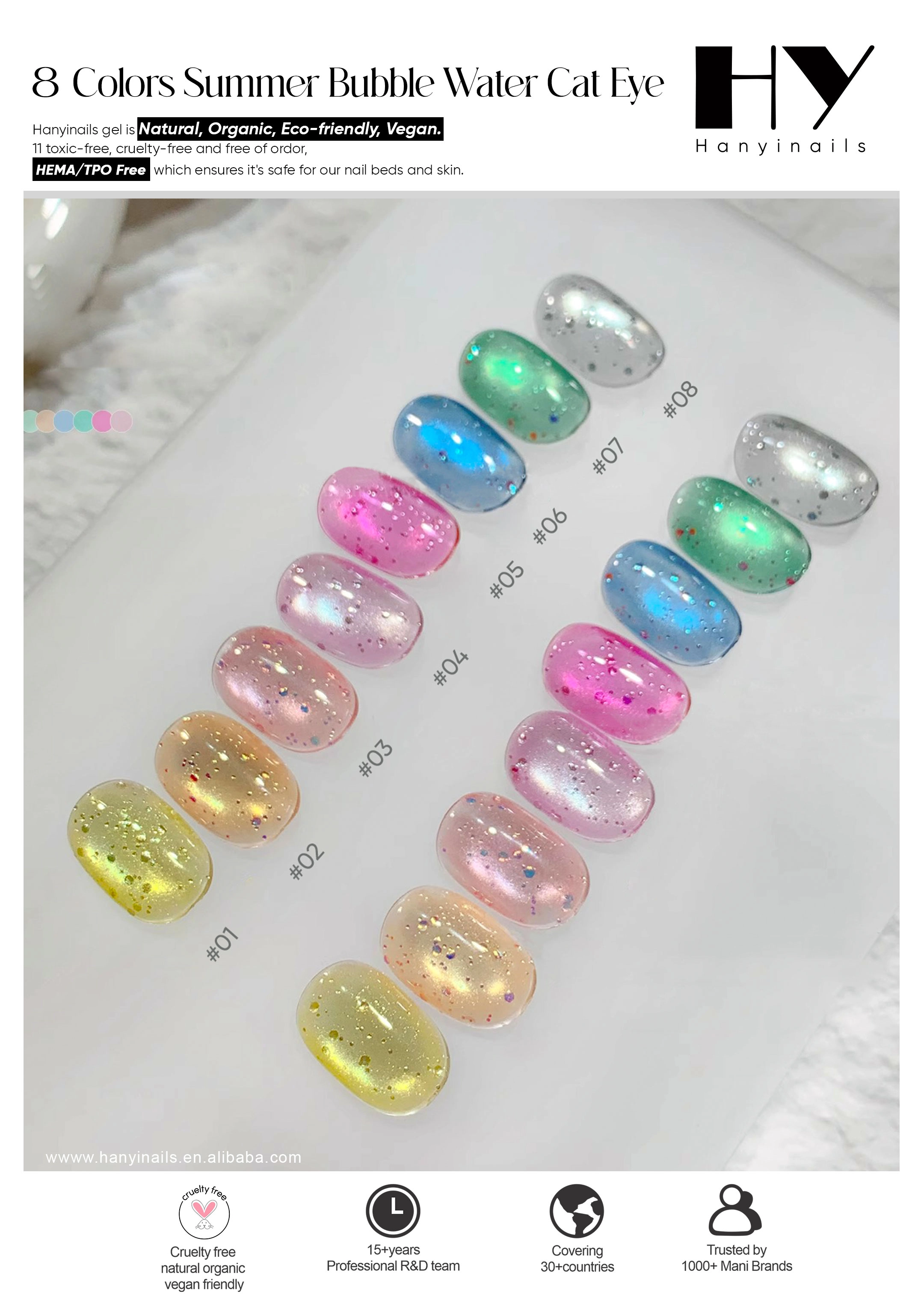 Summer Bubble Water Cat Eye Magnet Gel - Hanyinails