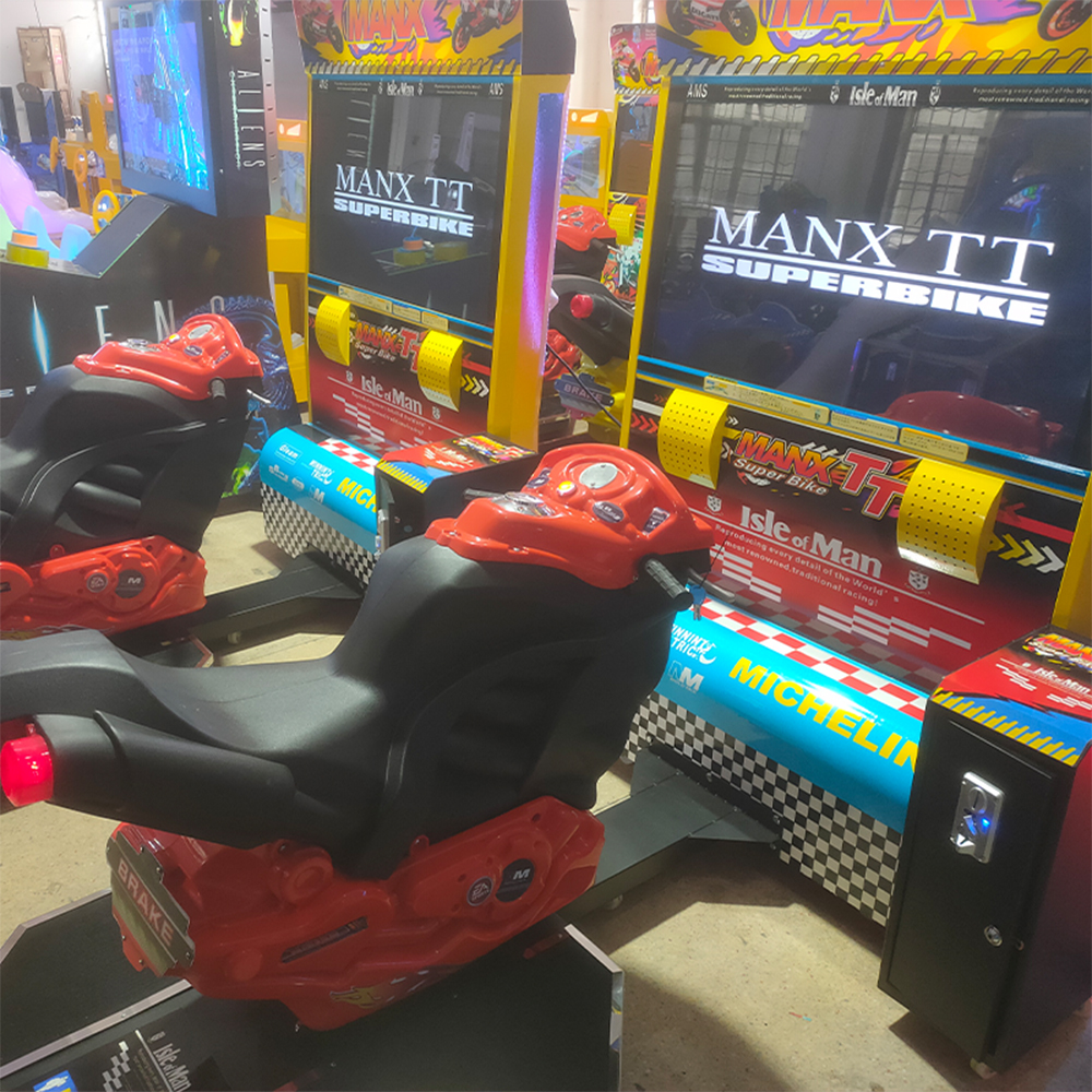 Two-Player Motorcycle Game Machine