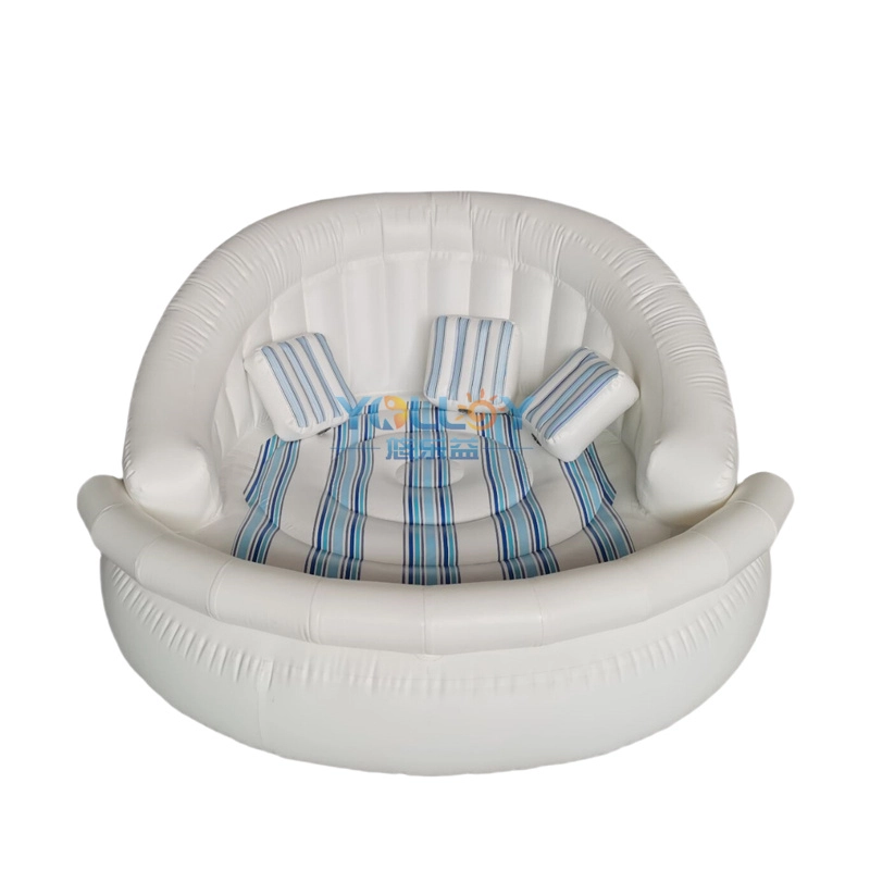 Canapé flottant gonflable d&#39;extérieur pour piscine aquatique avec oreiller pour 3 personnes-2