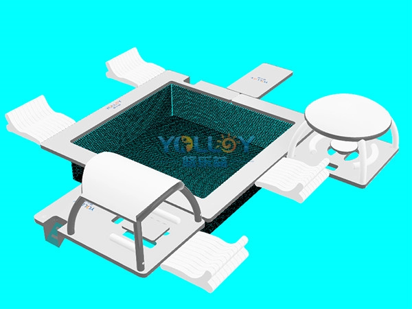 3D design drafts of inflatable island dock swim platform (2)