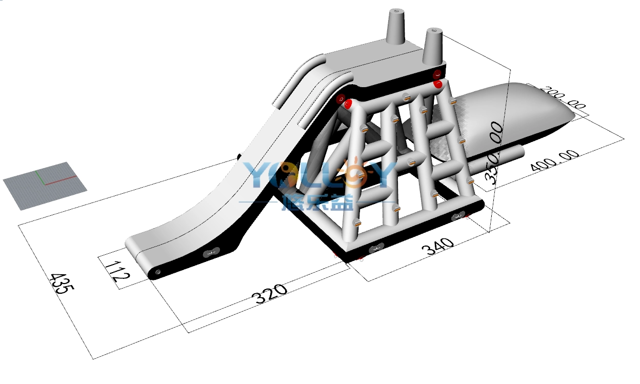 10.6mLx3.35mH (2)climbing tower with slide