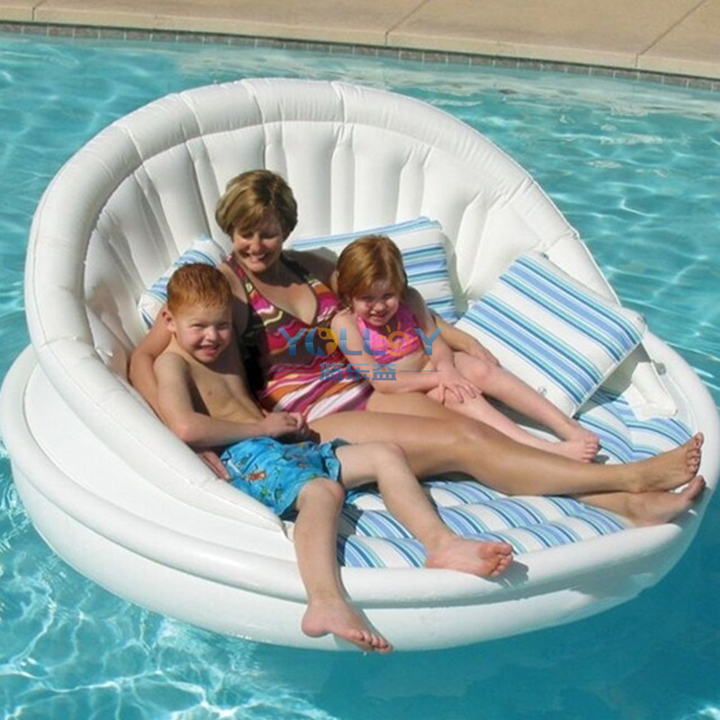 Outdoor Inflatable Floating Aqua Pool Sofa With Pillow For 3 Person-1