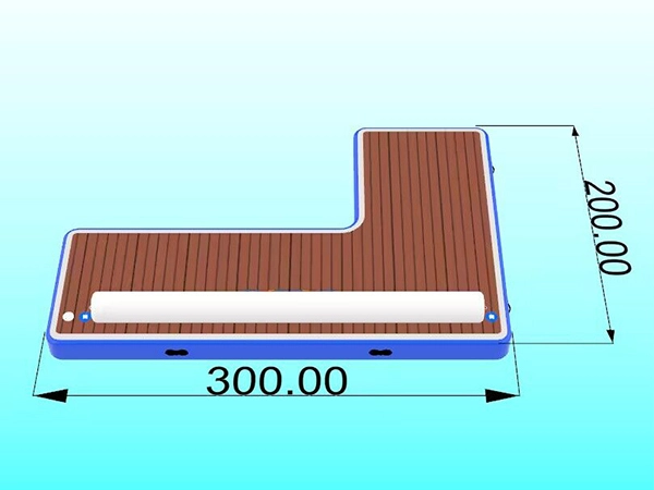 Plataforma flotante inflable para fiestas con muelle tipo isla con puntada de caída (3)