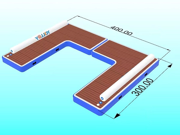 Plataforma flotante inflable para fiestas con muelle tipo isla con puntada de caída (4)