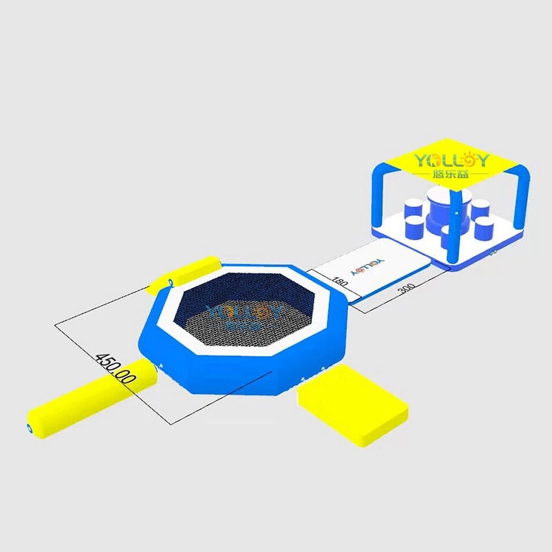 Plataforma combinada inflável flutuante do parque de trampolim aquático com barraca