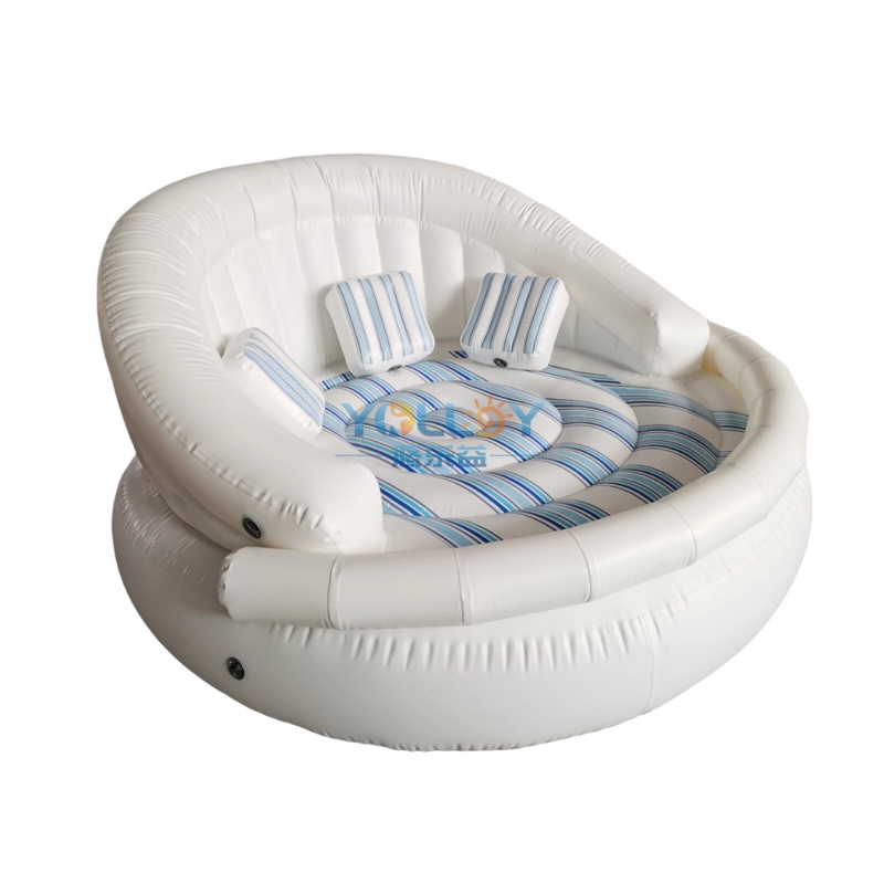 Canapé flottant gonflable d&#39;extérieur pour piscine aquatique avec oreiller pour 3 personnes-3