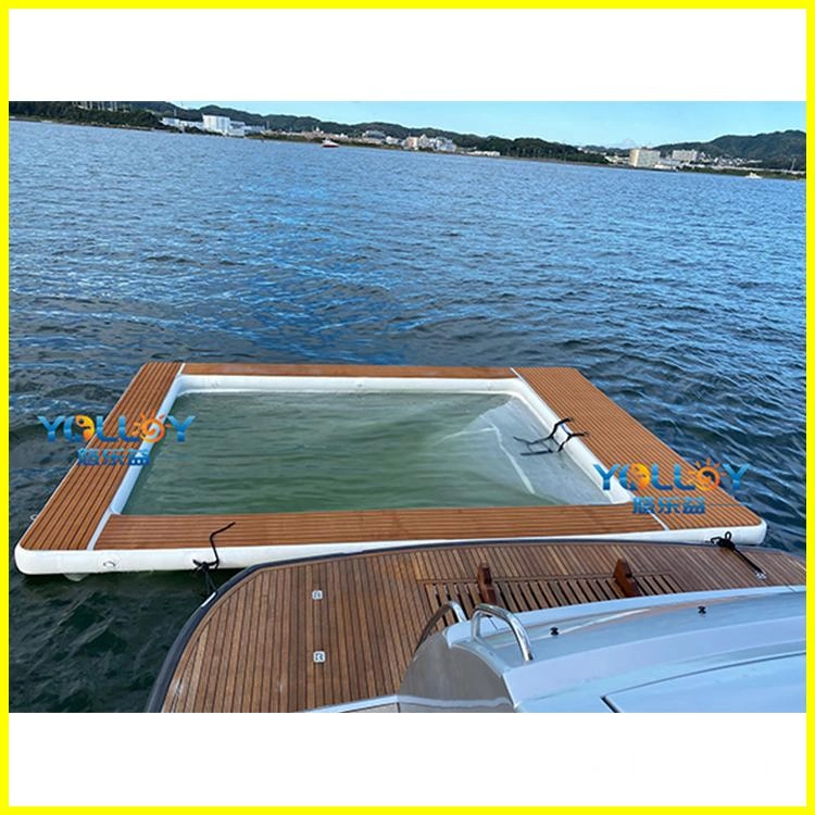 Yacht gonflable à méduses flottantes avec plate-forme de piscine océanique et filet (7)