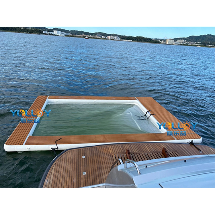 Yacht gonflable à méduses flottantes avec plate-forme de piscine océanique et filet (7)