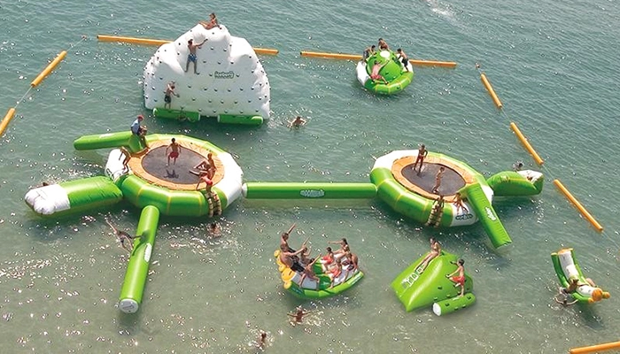 lake water trampoline