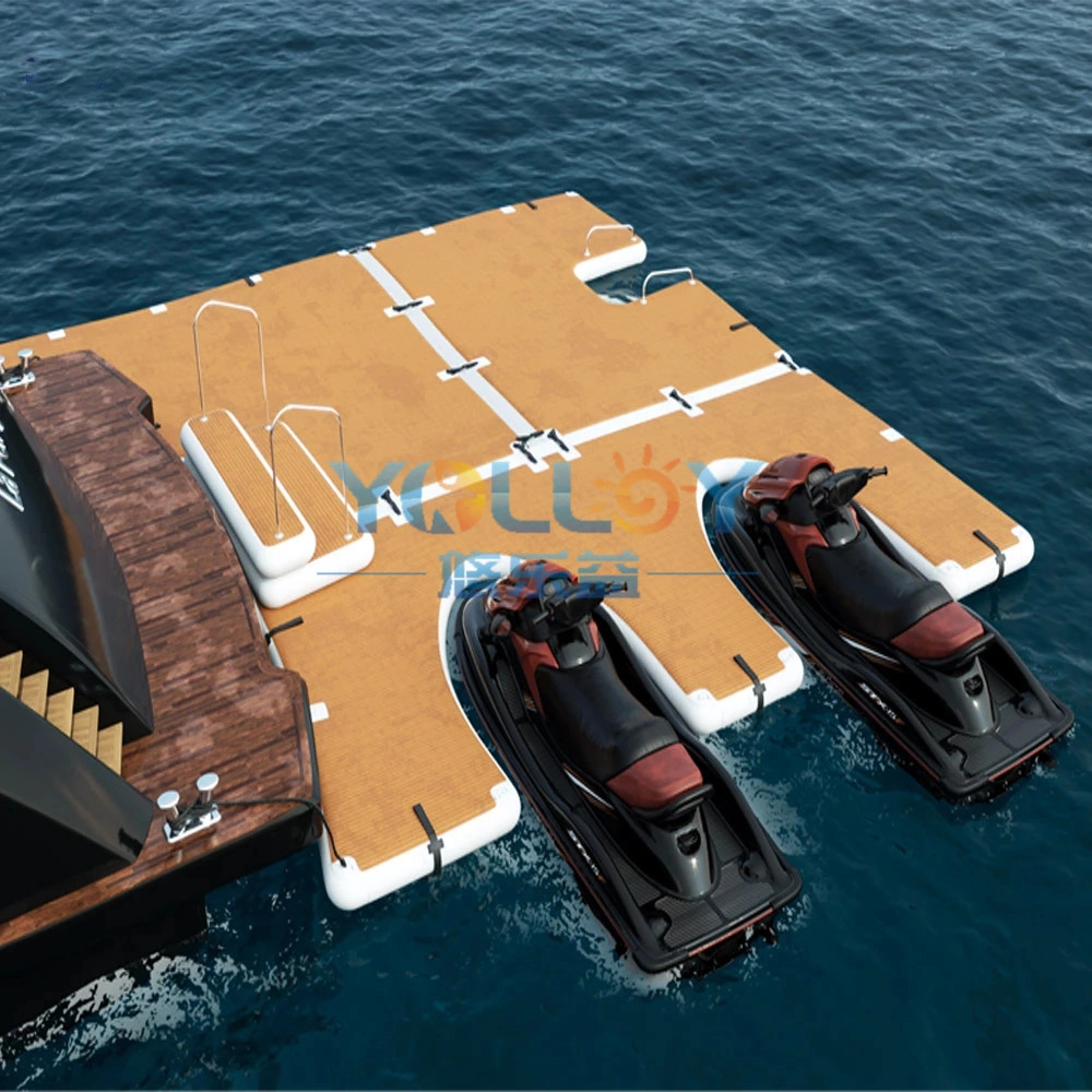 Muelle flotante inflable para embarcaciones con moto acuática en forma de E para marinas