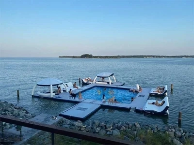 Leisure-Inflatable-Water-Platform-with-Tent Leisure Inflatable Water Platform with Tent