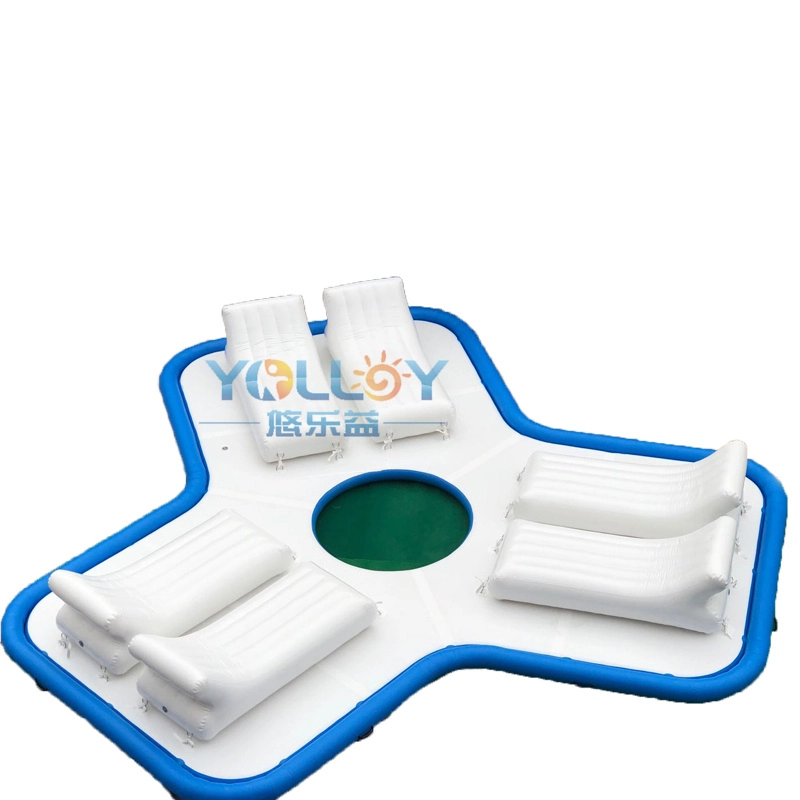 Plataformas flotantes tipo isla inflable para 6 personas con asientos (4)