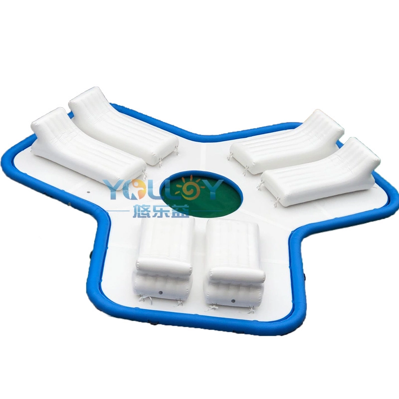 Plataformas flotantes tipo isla inflable para 6 personas con asientos (2)