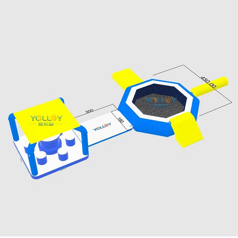 Plataforma combinada de parque de trampolim aquático flutuante inflável com barraca (2)