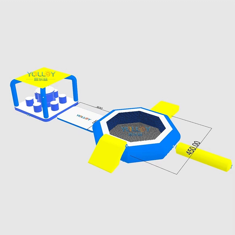 منصة ترامبولين مائية عائمة قابلة للنفخ مع خيمة (4)