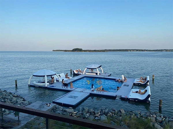 Swimming Inflatable Island Party Dock Swim Platform For Yacht