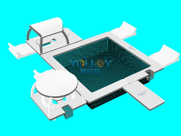 3D design drafts of inflatable island dock swim platform