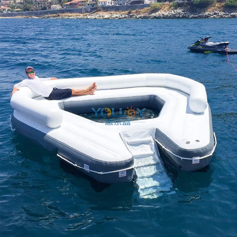 Portable Inflatable Ocean Pool Floating Oasis Island For Yacht