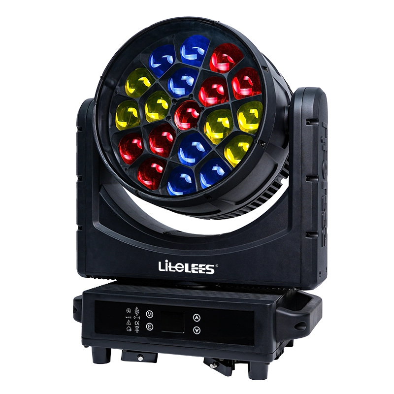 LiteLEES black LED stage lighting fixture with red, blue, and yellow lenses. - LiteLEES LiteLEES black LED stage lighting fixture with red, blue, and yellow lenses. - LiteLEES