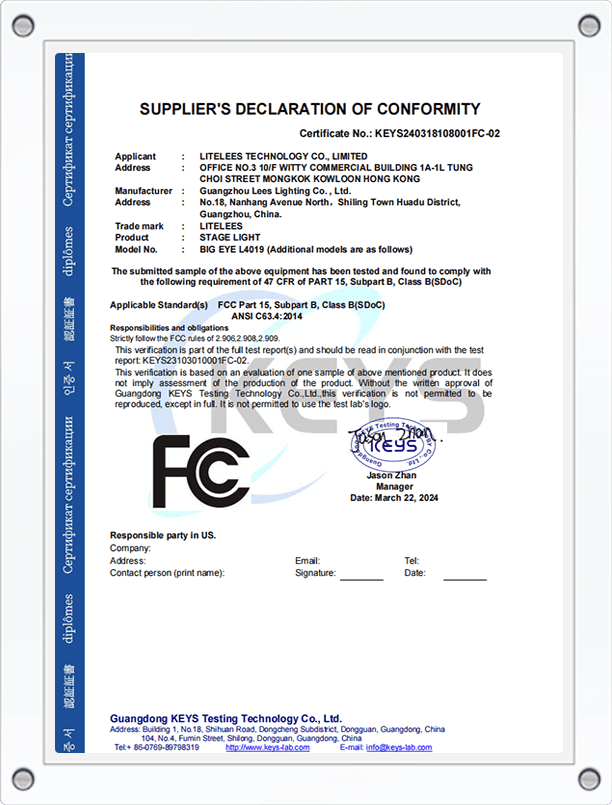 FCC Certificate