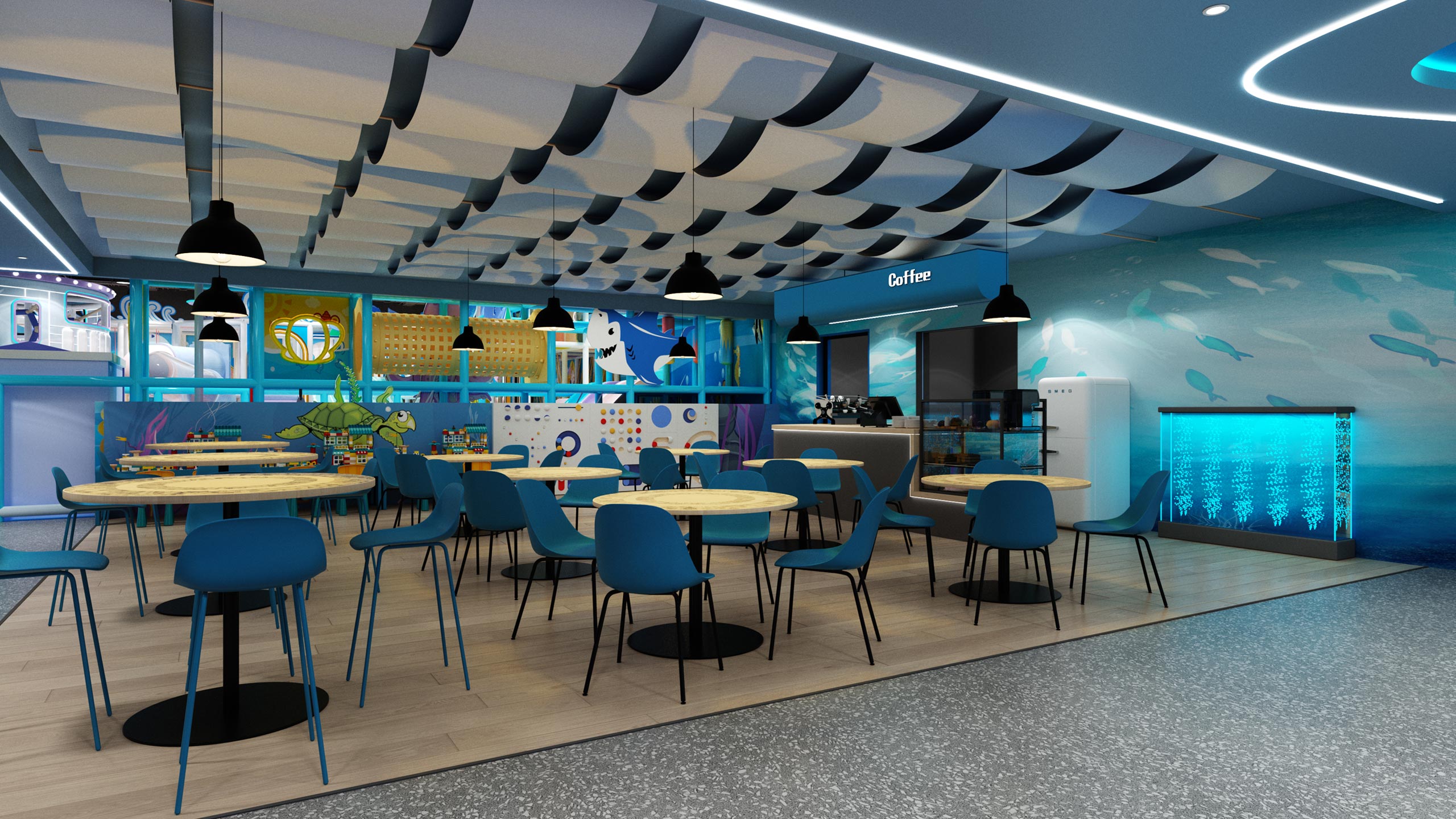 Blue-Abyss-Themed-Café - Far Kids Island