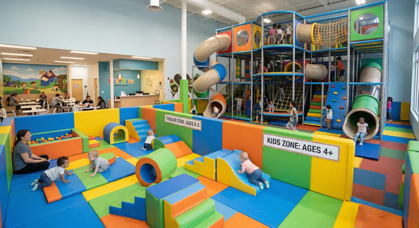 Age-appropriate zoning for custom indoor play structures