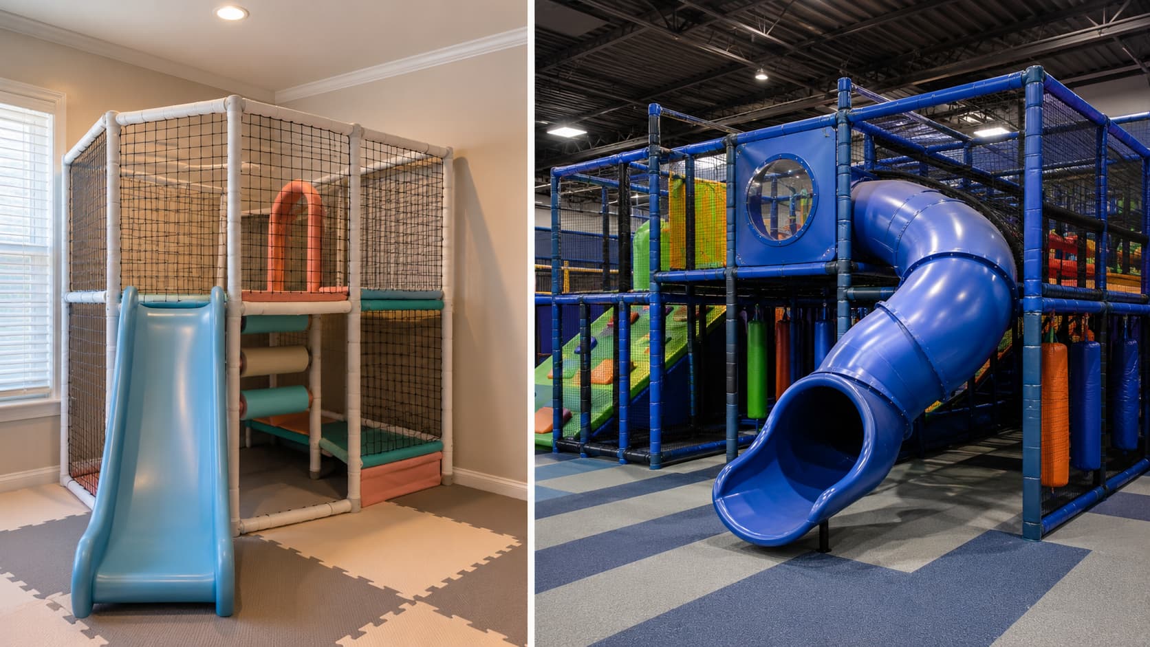 Commercial grade vs residential indoor playground equipment material comparison