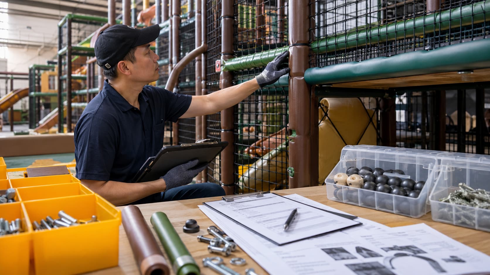 Commercial playground maintenance warranty and spare parts checklist