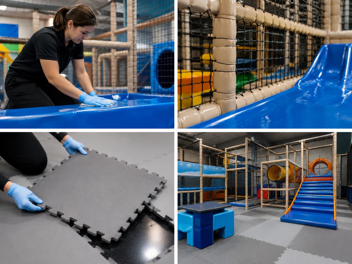 Easy-to-clean indoor playground materials for small commercial play areas