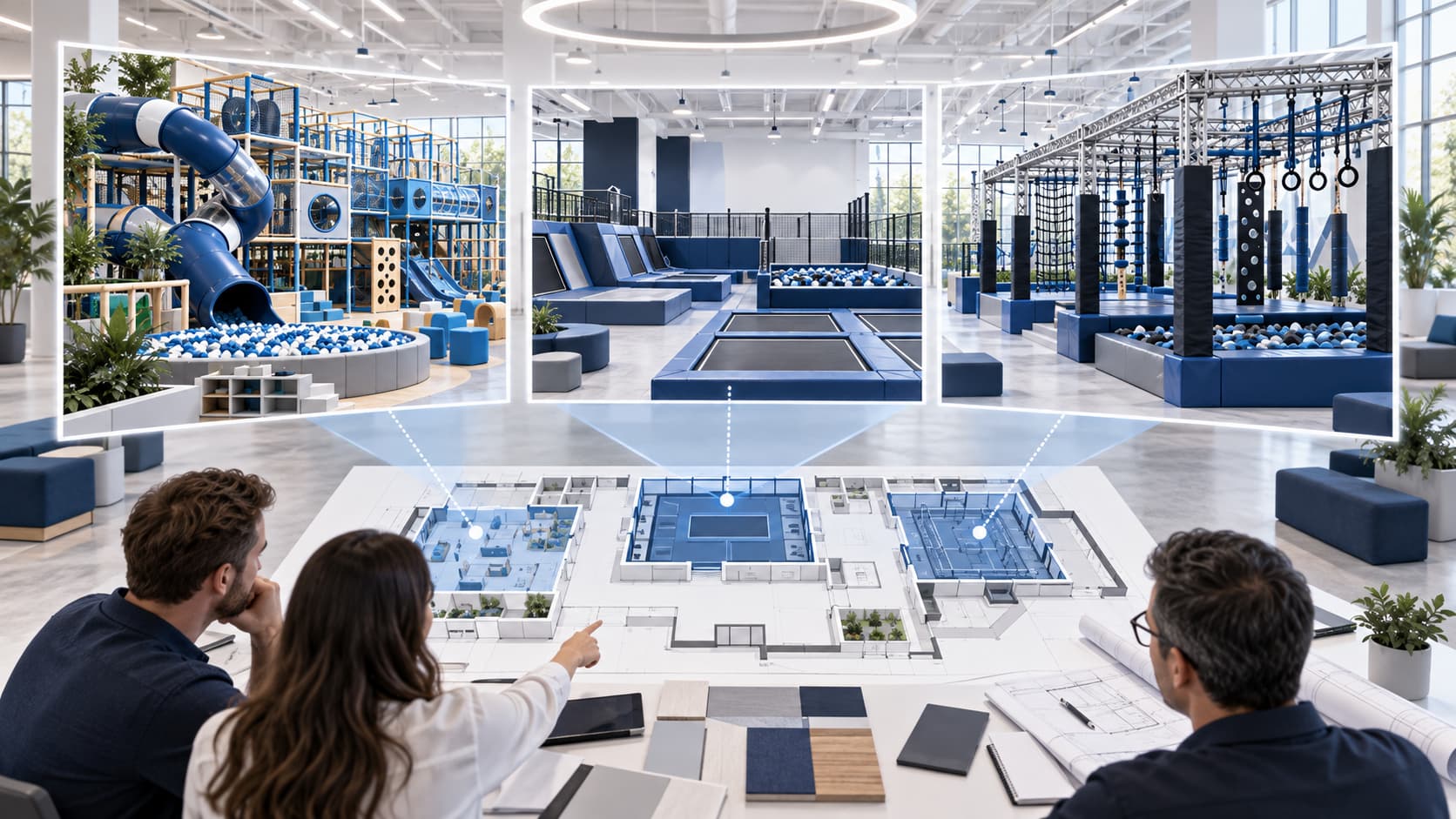 FEC attraction selection framework for indoor playground trampoline park and ninja course