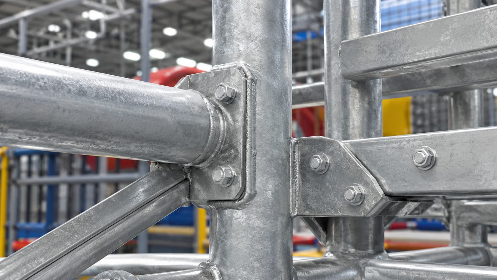 Galvanized steel frame and welded joints for durable indoor playground equipment