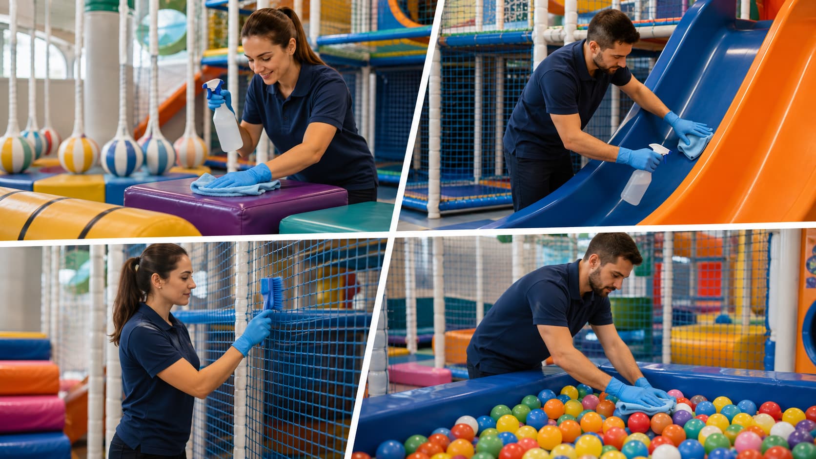 How to clean soft play equipment plastic slides and safety netting