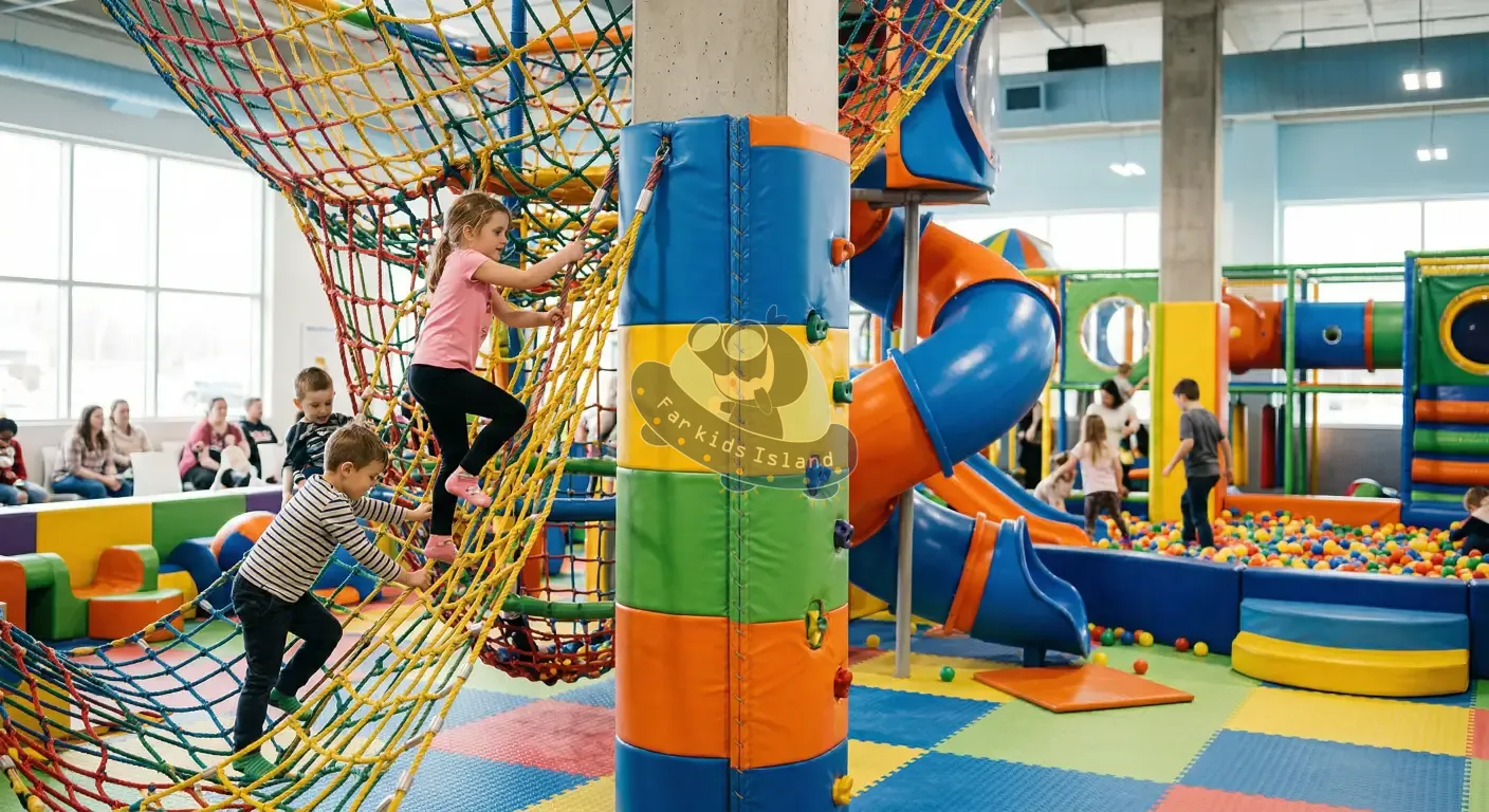Maximizing indoor play space layout with padded structural pillars Maximizing indoor play space layout with padded structural pillars