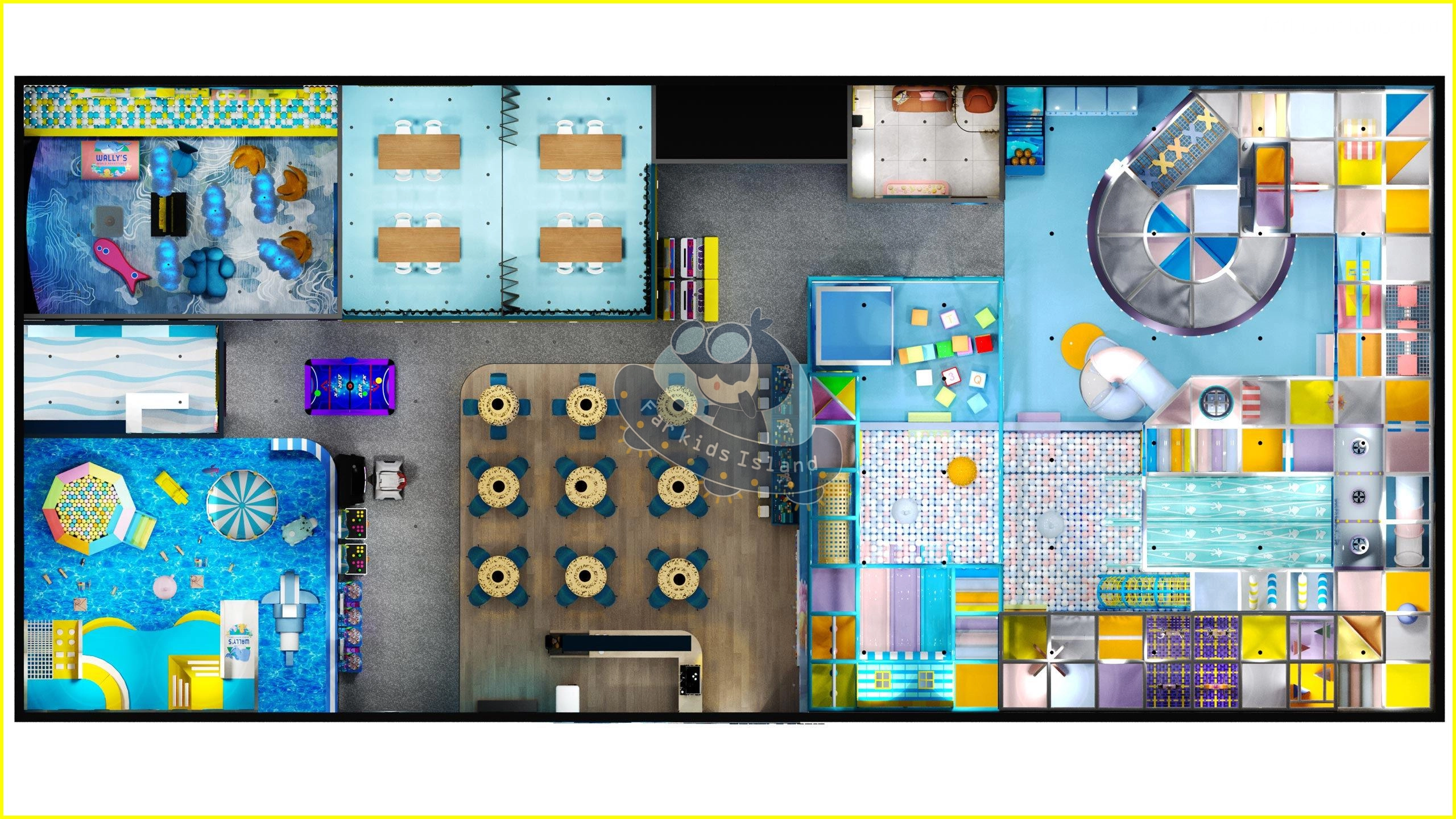 Ocean-Fantasy-Adventure-Indoor-Playground-3D-Top-view - Far Kids Island
