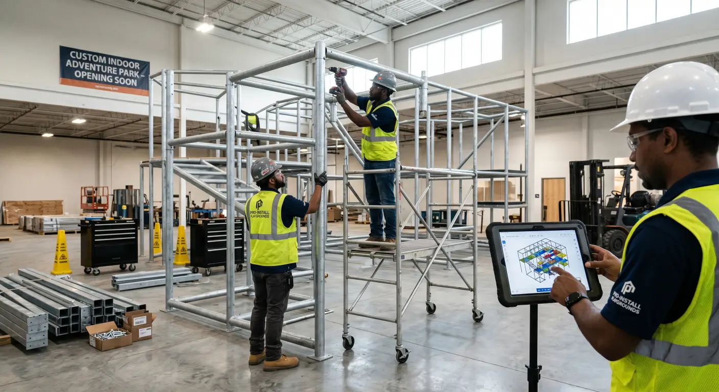 Professional installation of custom indoor play structures