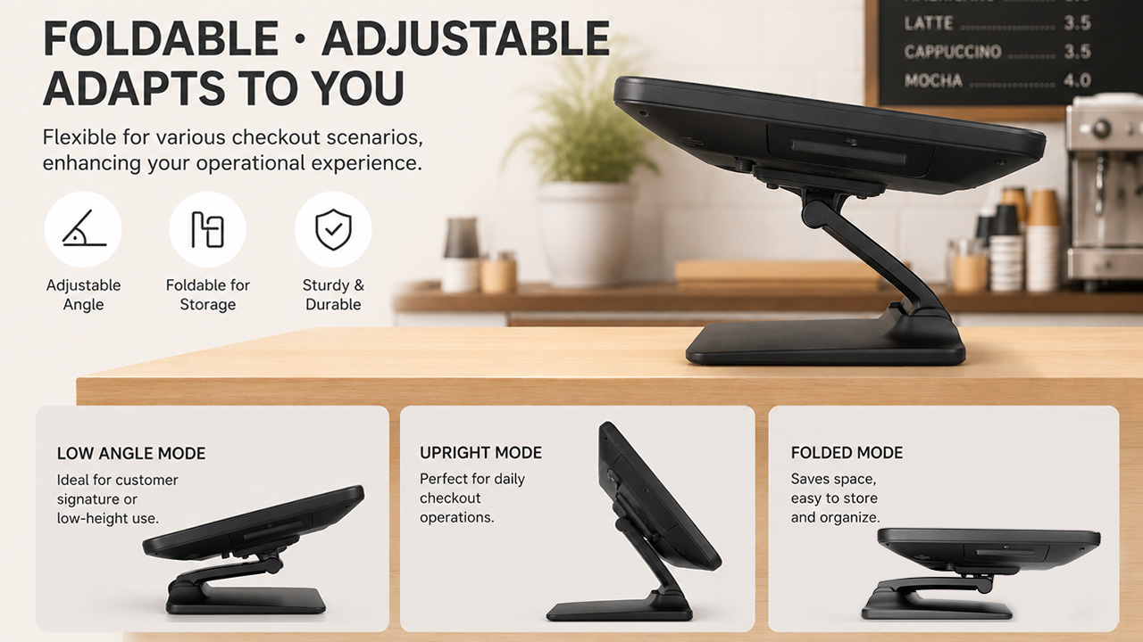 foldabe aluminum pos terminal factory