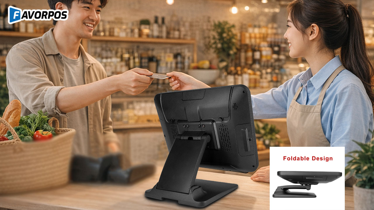 foldable 15 inch screen pos factory