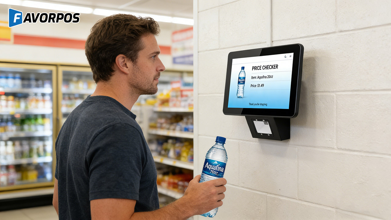 retail shops touch screen price checker factory