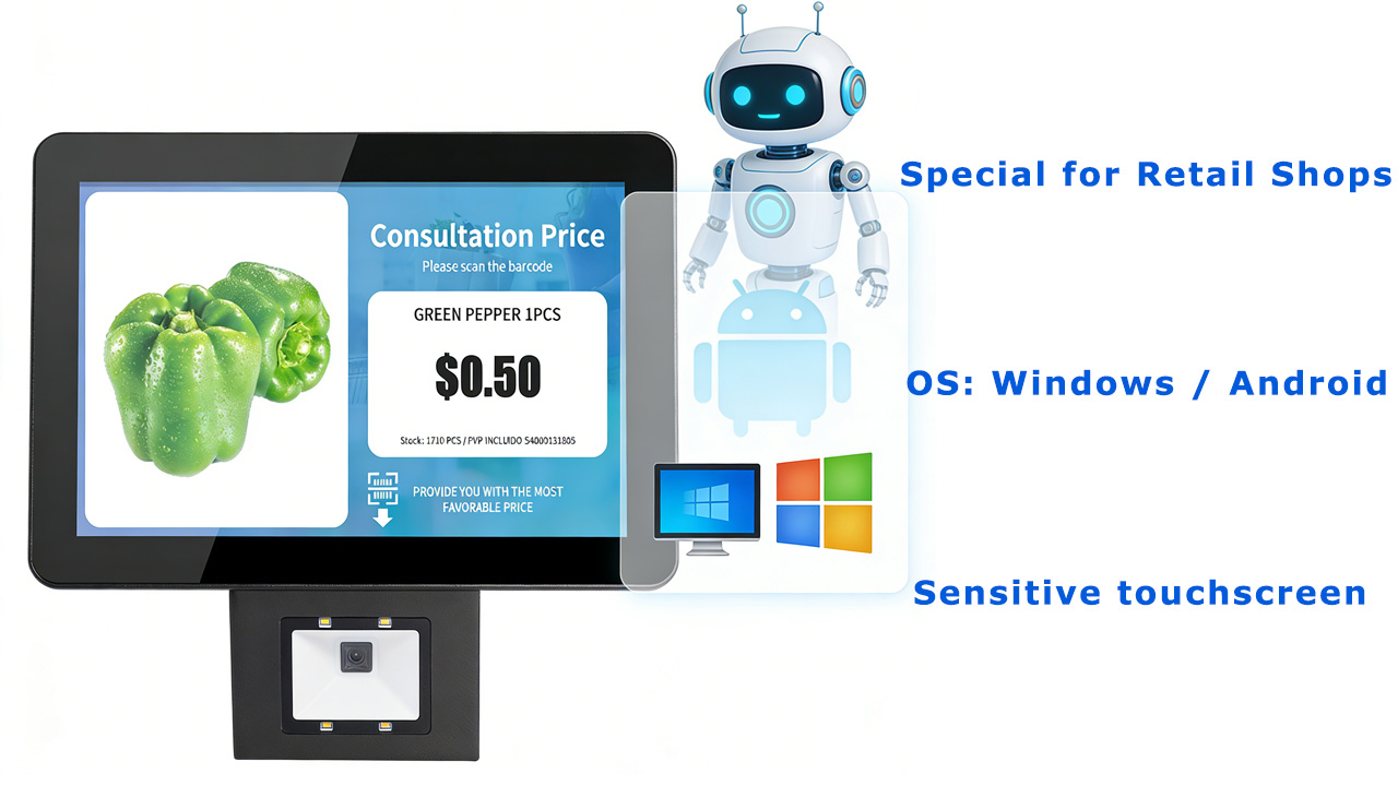 wall mount 10.1 inch price scanner