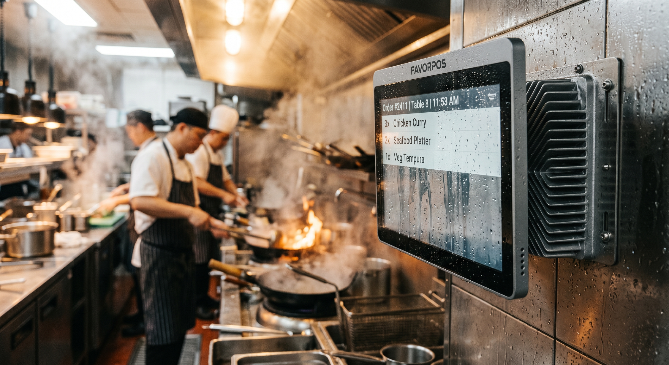 Waterproof and fanless industrial POS terminal for restaurant KDS