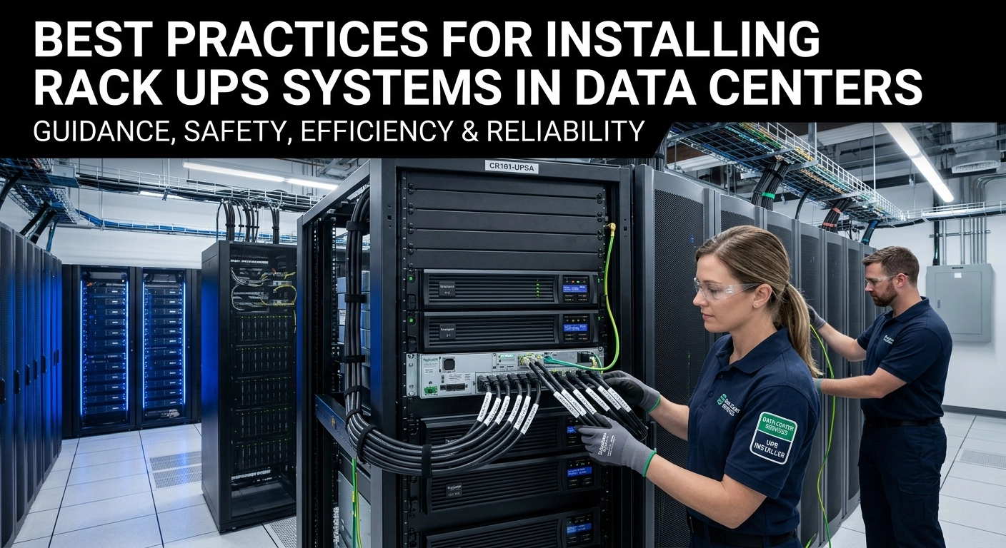Technicians installing rack UPS systems in a data center. - ShanPu