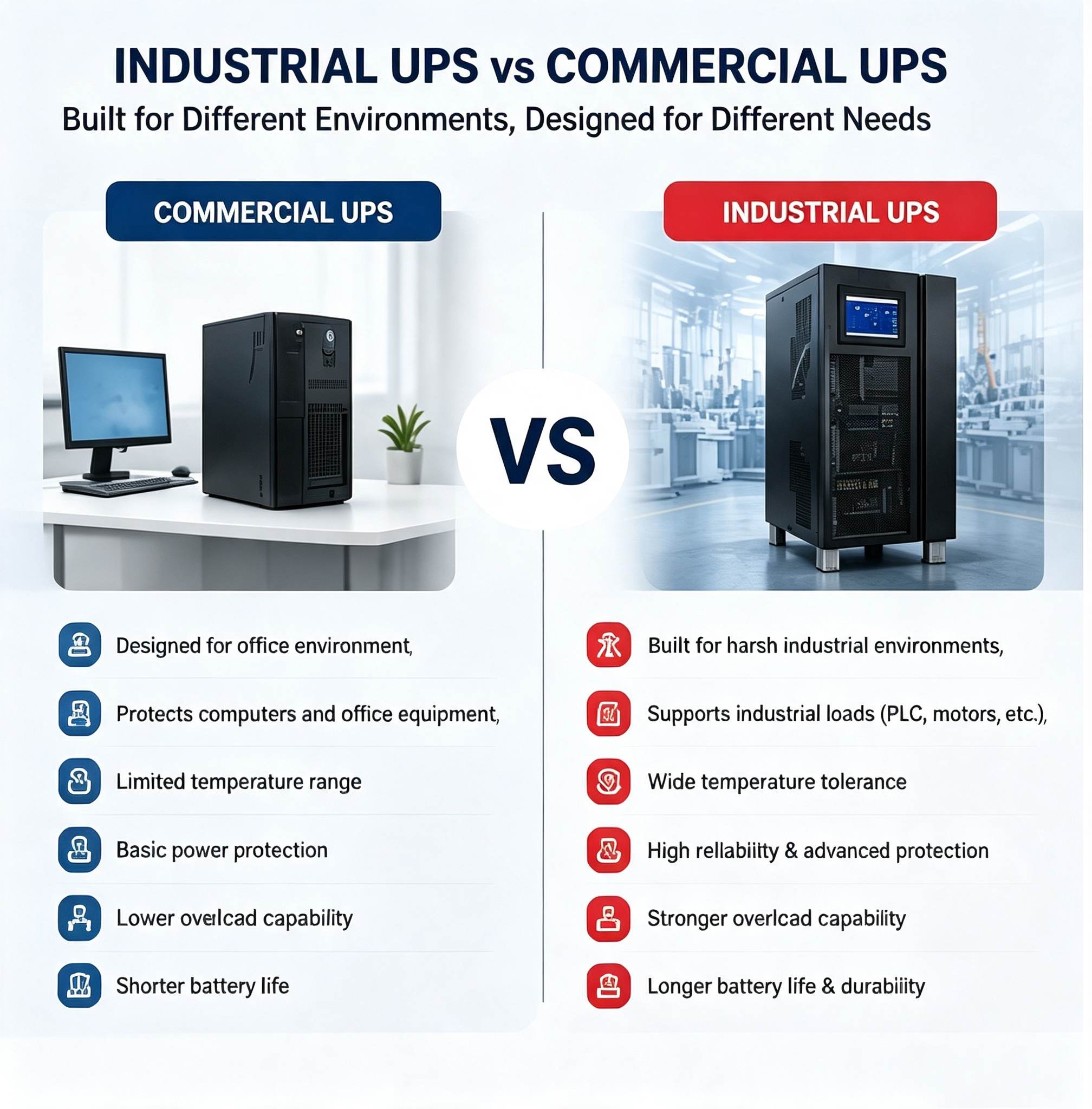 INDUSTRIAL UPS VSCOMMERCIAL UPS INDUSTRIAL UPS VSCOMMERCIAL UPS