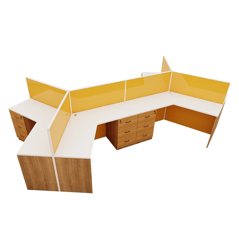 Modular Partition Desk System with Storage Shelves and Cable Management for Open Office Space - MEI YI