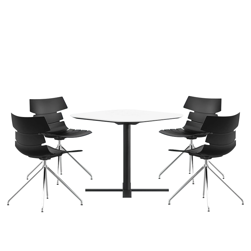 Restaurant Table Manufacturer, Minimalist Square and Round Tables with White Surface and Black Steel Frame, Direct ODM Supply – MEI YI Furniture - MEI YI