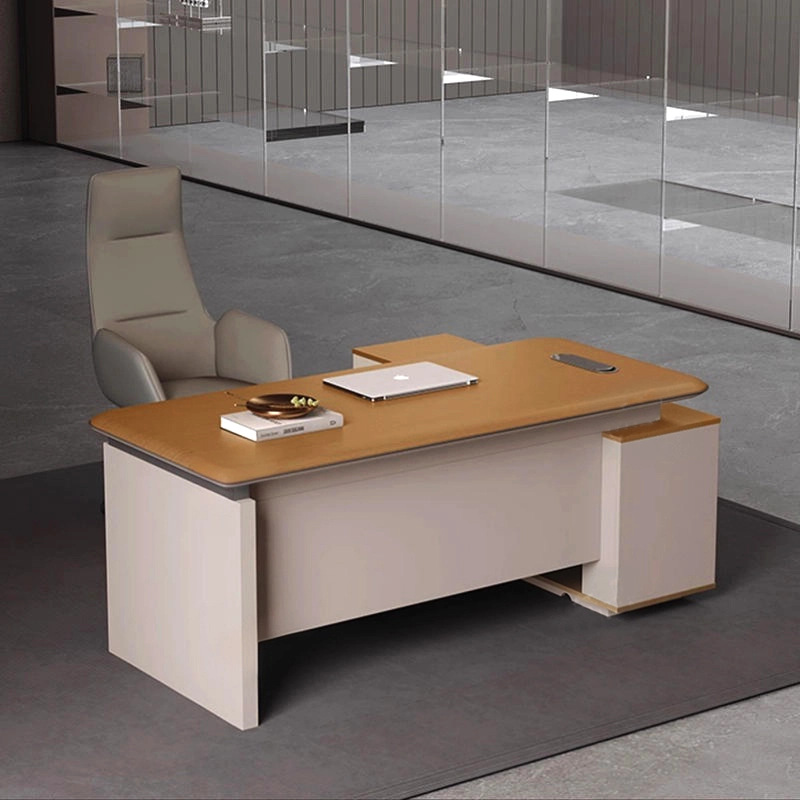 Modern Executive Office Desk with Side Cabinet and Drawers - MEI YI