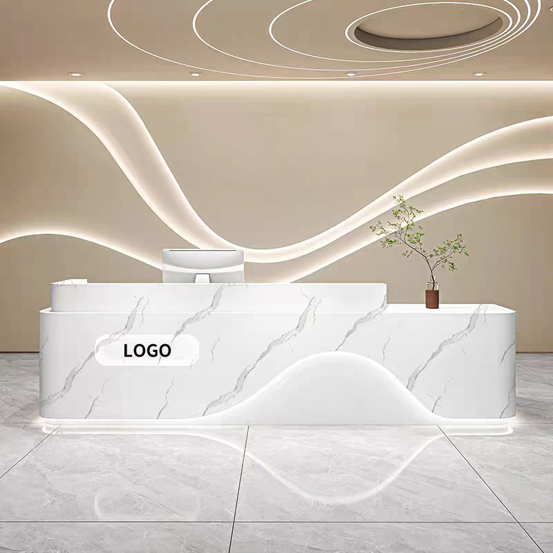 Modern reception desk with logo engraving & personalized design services. Sleek lines & fine finish create a unique focal point for your space - MEI YI Modern reception desk with logo engraving & personalized design services. Sleek lines & fine finish create a unique focal point for your space - MEI YI