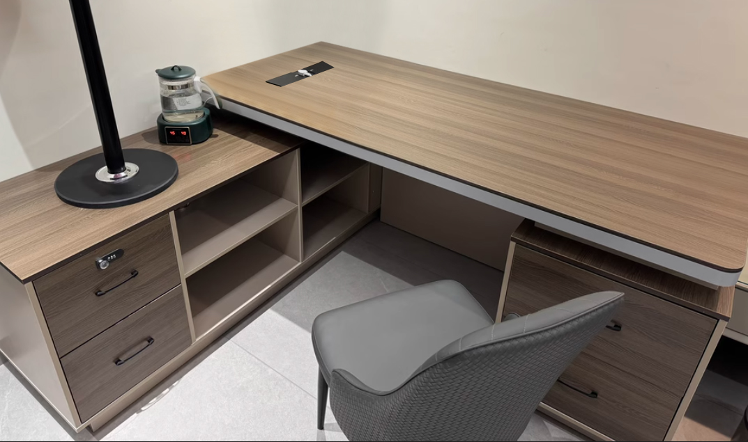 Modern L-shaped Office Desk Chair Set for President Boss Executive Use Light Luxury High-end Commercial