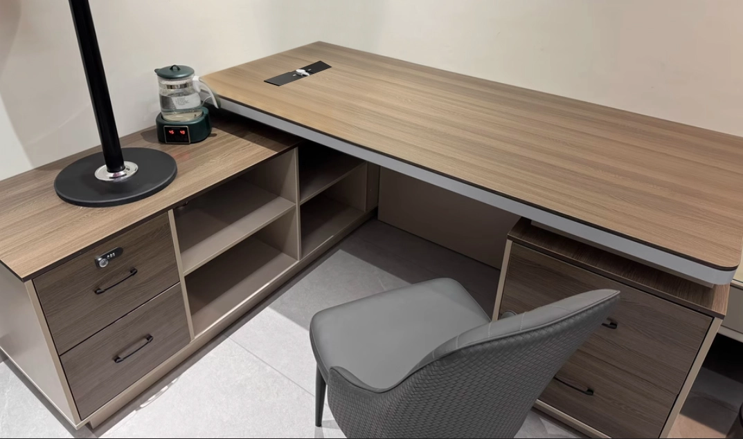 Modern L-shaped Office Desk Chair Set for President Boss Executive Use Light Luxury High-end Commercial - MEI YI