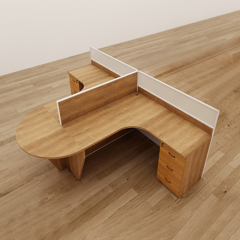 Modular cubicle desk system with storage workstation table and cable management for open office spaces