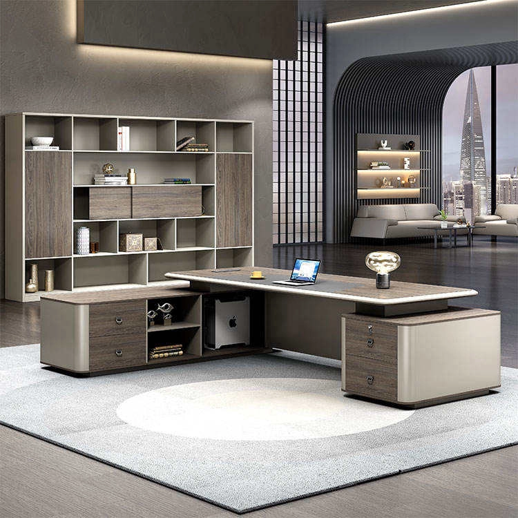 L-shaped Executive Desk with Matching Chair –Modern Office Workstation for Managers - MEI YI